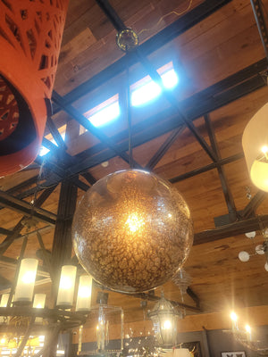 Gold Mottled Clear Glass Sphere Pendant by John Salibello