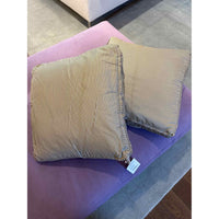 Pair of Gray Ticking Stripe Silk Pillows by The Silk Trading Co.