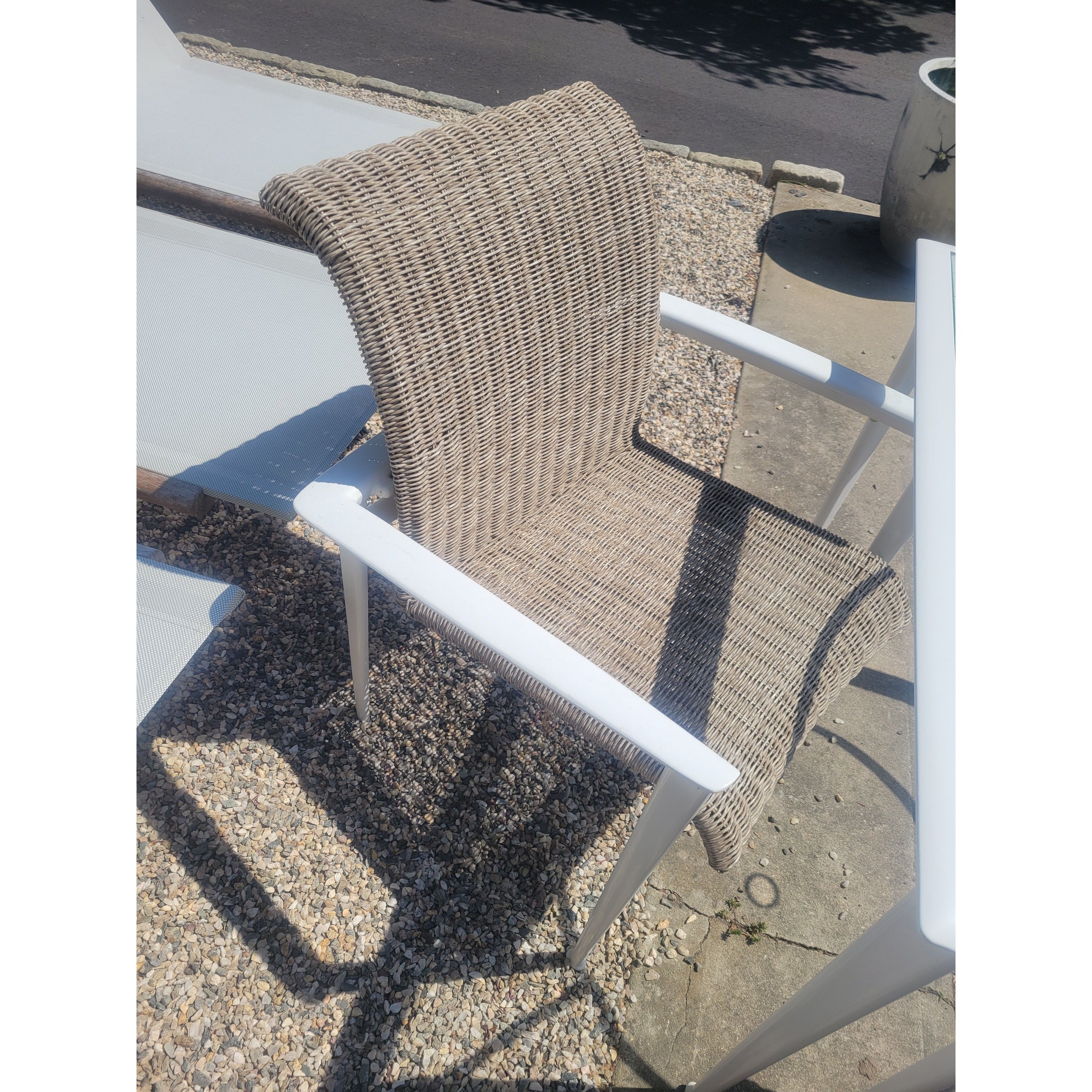 SET of 4 Flight Woven Wicker & Aluminum Dining Chairs by Brown Jordan (AS IS)