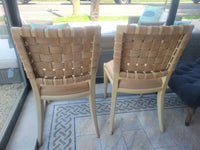 SET of 8 Maple & Leather Web VW Dining Side Chairs by Vicente Wolf (AS IS)