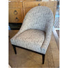PAIR of Mid-Century Gray & White Pattern Bella Chairs w/ Dark Wood Legs