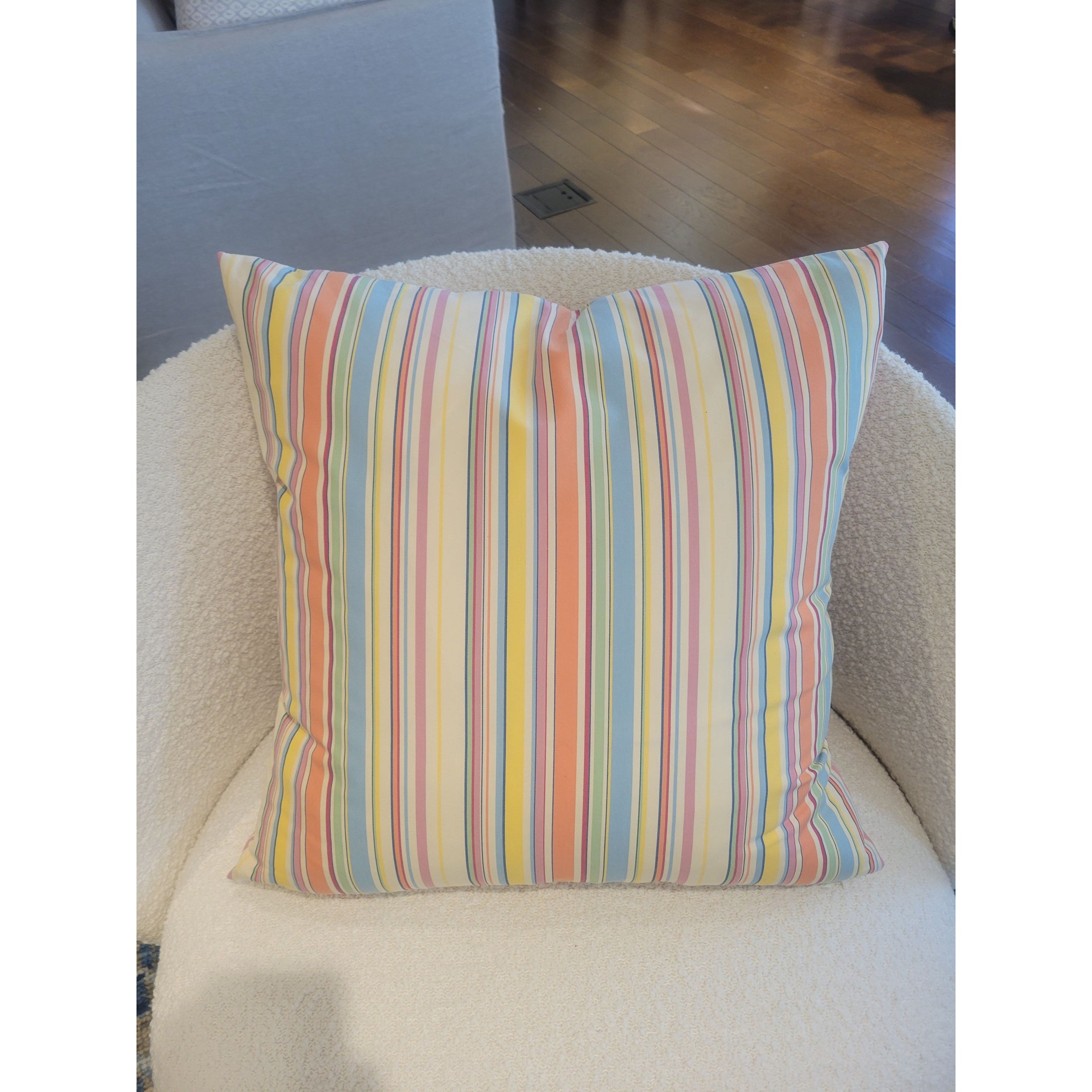 Pair of Cotton Pillows w/ Multicolor Stripe Pattern