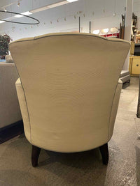 Beige Upholstered Scallop Chair w/ Gray Piping by Barbara Barry for Baker