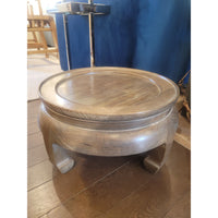 Asian Round Carved Wood Pedestal Table - colletteconsignment.com
