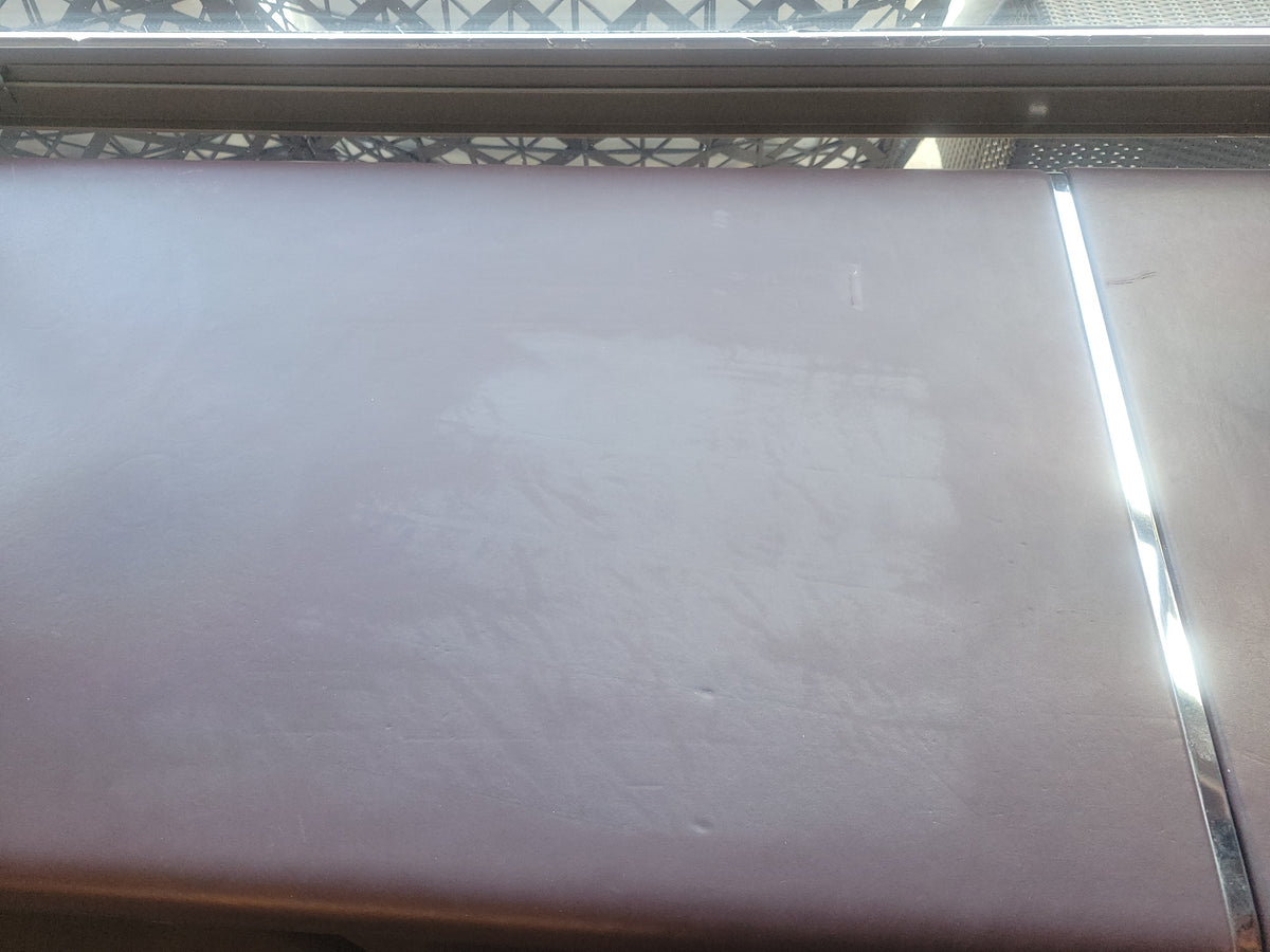 13-ft Brown Leather & Chrome Credenza by Nienkamper - AS IS
