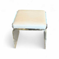 Charles Hollis Jones Lucite & Snake Embossed Leather Vanity Swivel Stool