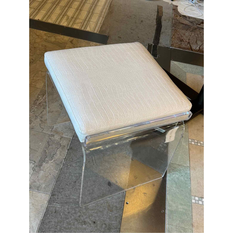 Charles Hollis Jones Lucite & Snake Embossed Leather Vanity Swivel Stool