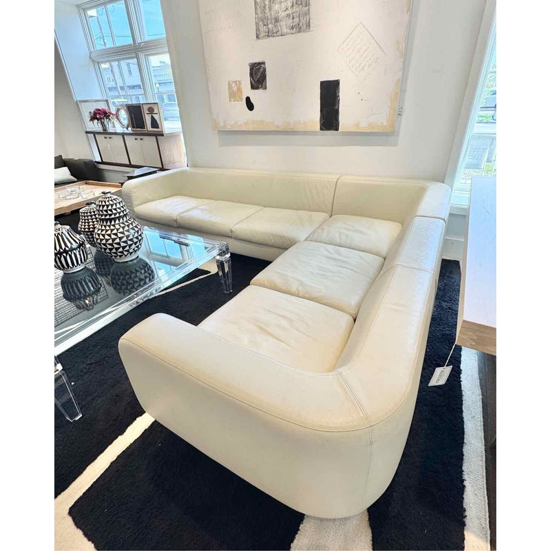 Minotti Dubuffet Sectional Sofa in White Leather by Rodolfo Dordoni 115"Lx90"Wx2