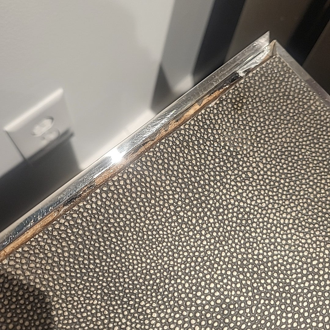 Shagreen & Chrome 4-Door Credenza by RH - AS IS - colletteconsignment.com