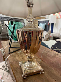 Rose Gold Tone Trophy Table Lamp w/ White Shade