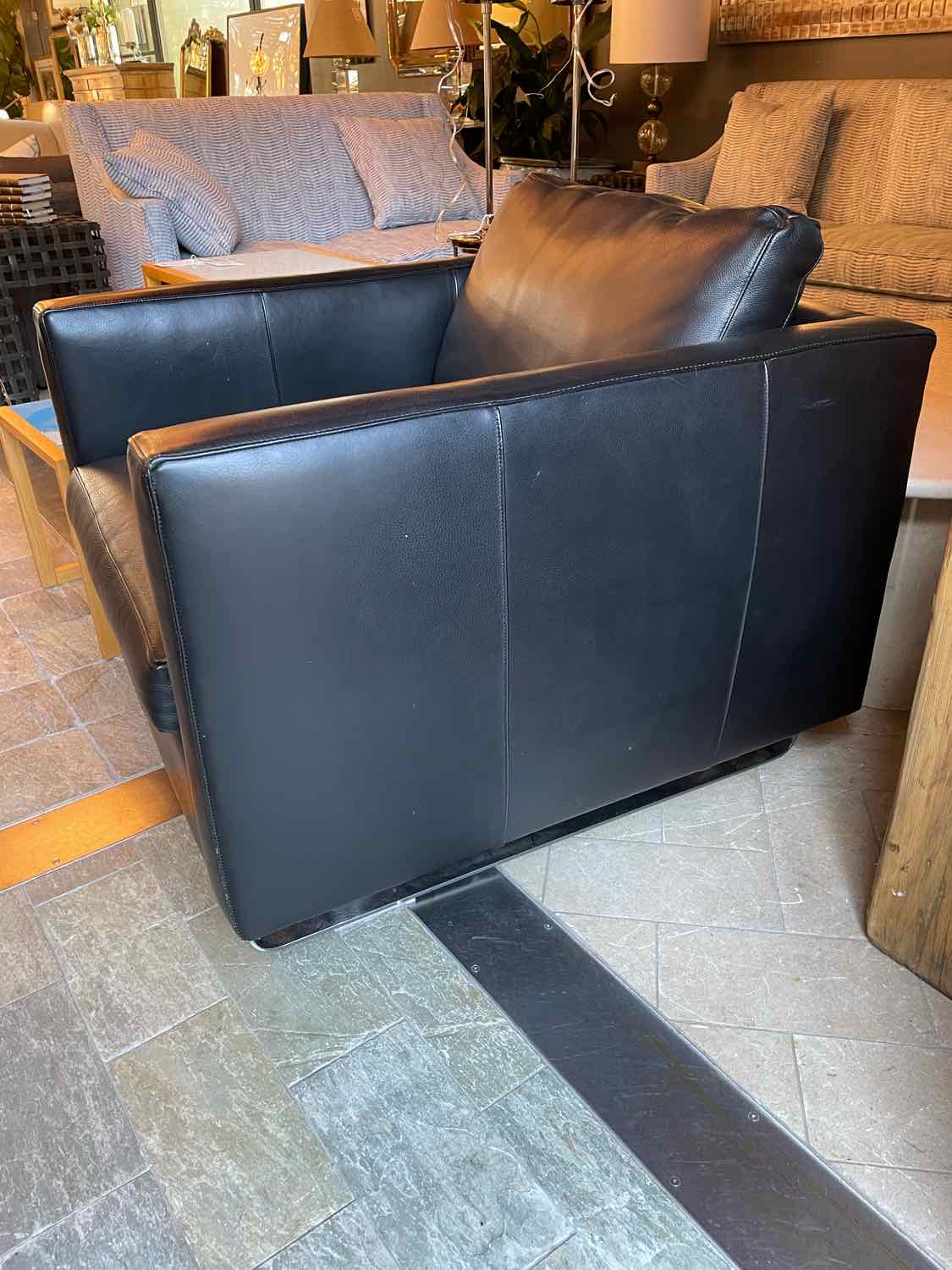 Black Leather Club Chair by Maurice Villency (AS IS)