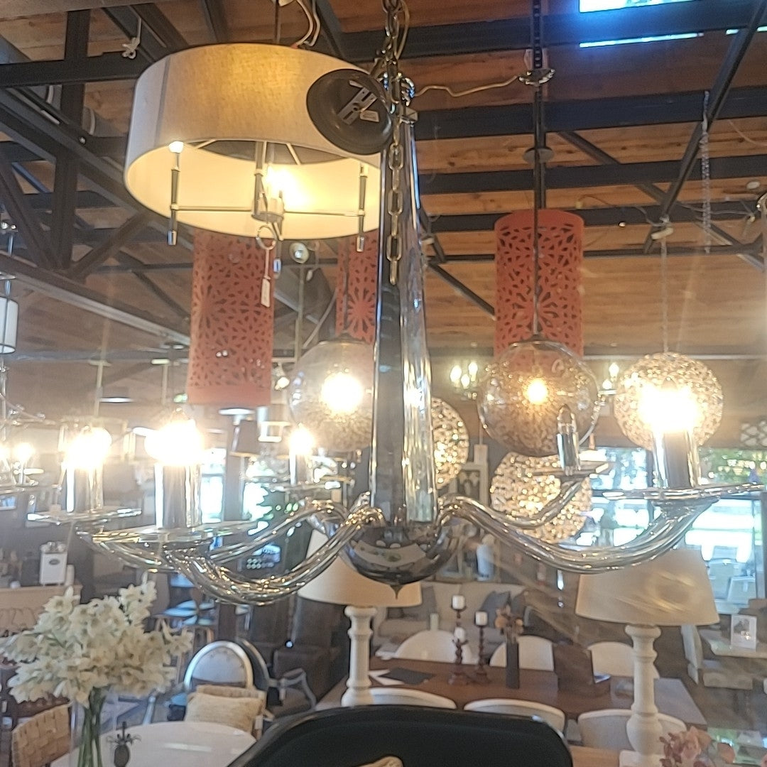 Stellare Tall Gray Glass Chandelier by Donghia
