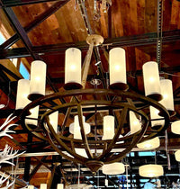 12 Light Metal Chandelier w/ Glass Tubes