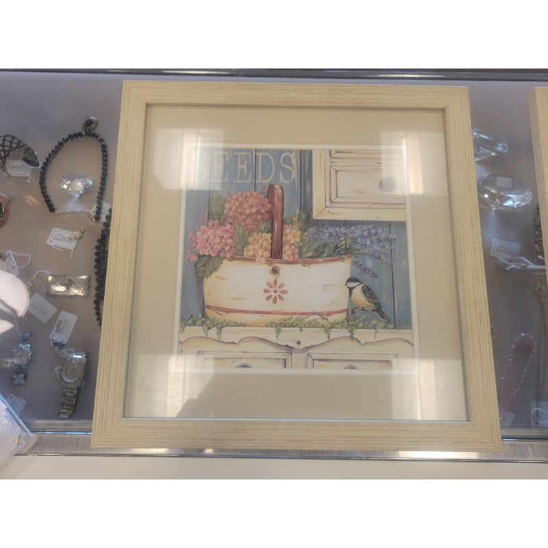 'Seeds' Print by Jo Moulton in Beige Frame