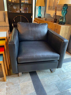Black Leather Club Chair by Maurice Villency (AS IS)