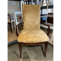 PAIR of Yellow Velvet Armchairs w/ Walnut Panel Backs by Baker