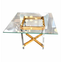 Custom Glasstop Dining Table w/ Bamboo & Chrome Base