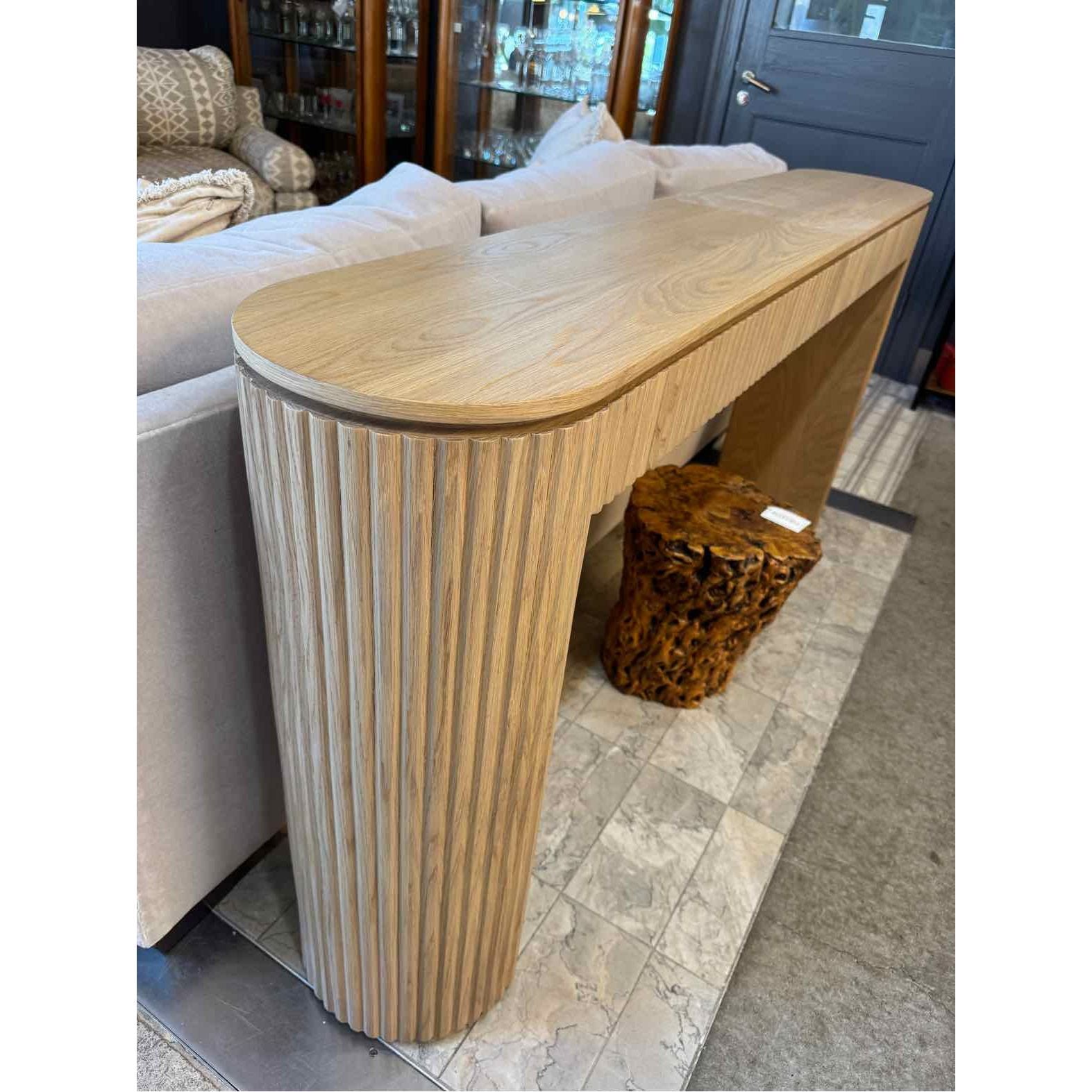 Blonde Wood Console w/ Fluted Legs