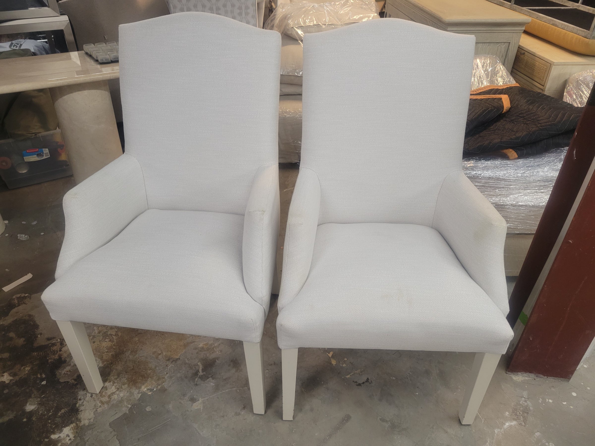 SET of 6 Custom Upholstered High-Back Arm Chairs Attrib. to RH (AS IS)