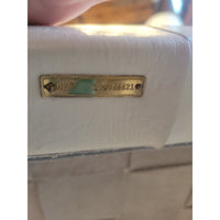 SET of 6 'Sussex' Driftwood Dining Chairs w/ White Leather Seats by Oly