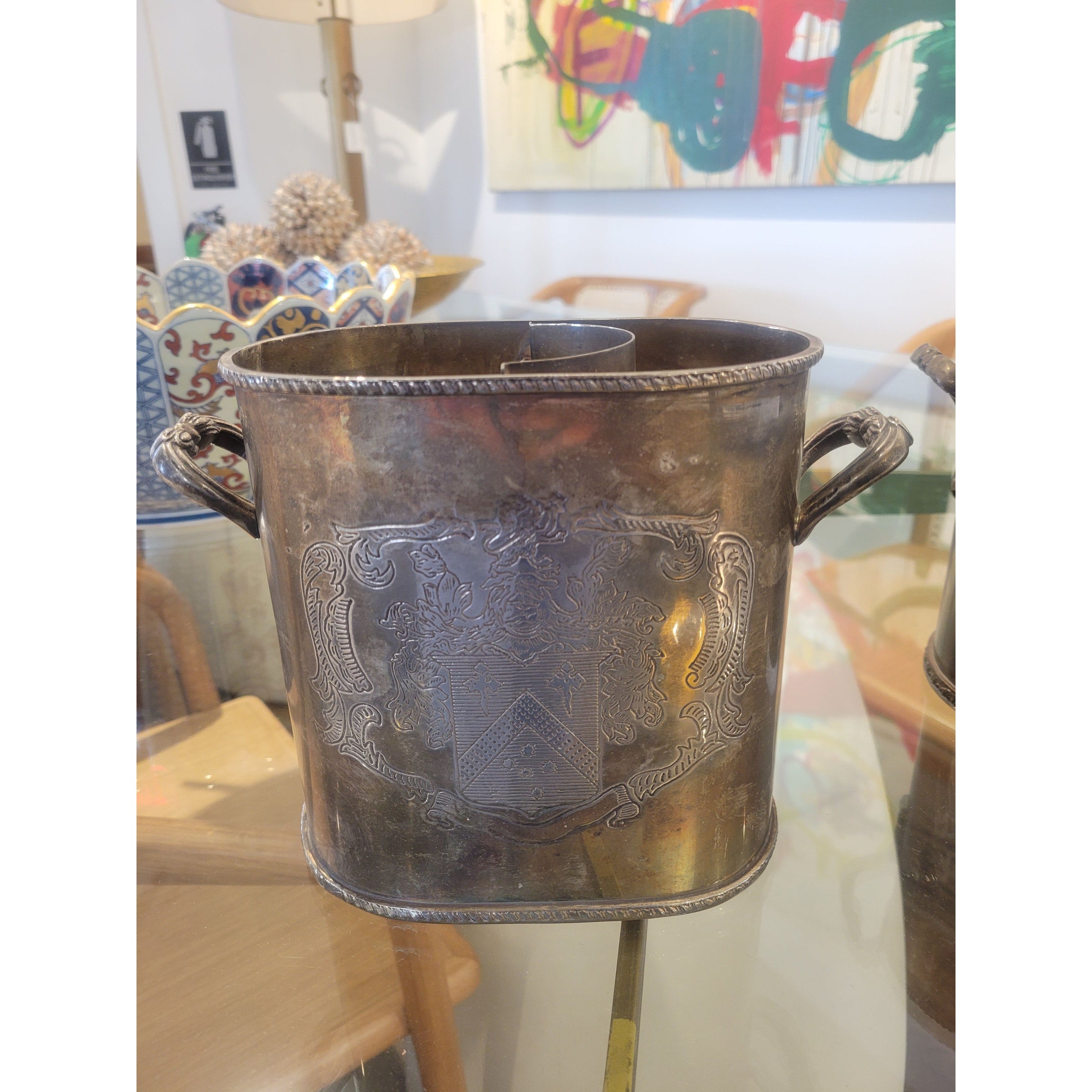 19th C. Silver French Wine Cooler w/ Coat of Arms