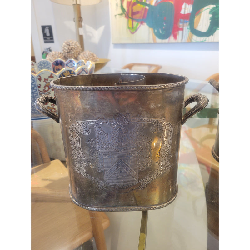 19th C. Silver French Wine Cooler w/ Coat of Arms