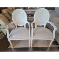 SET of 8 White Cane Back French Dining Chairs by RH (AS IS)