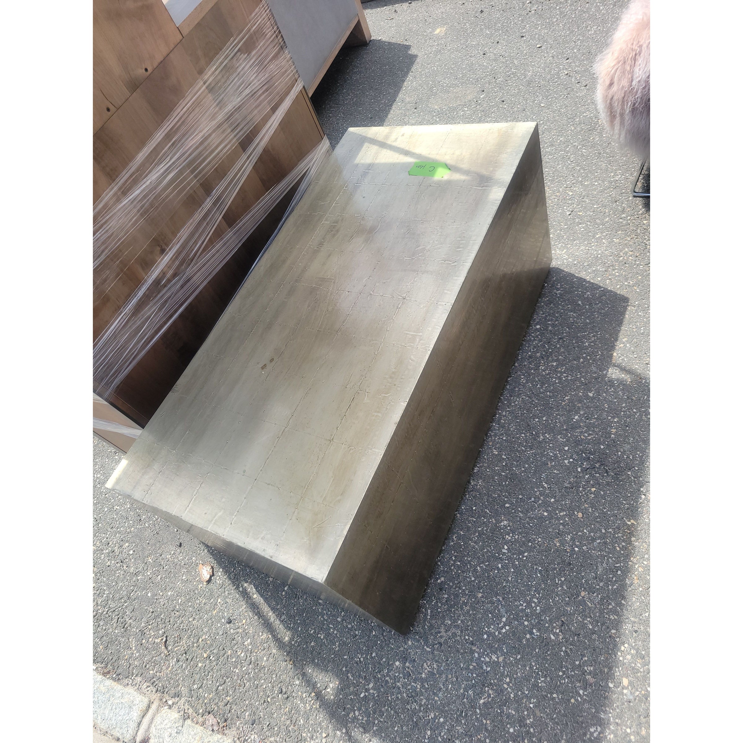 Polished Metal Nailhead Box Coffee Table