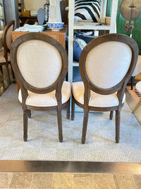 SET of 8 French Linen & Wood Dining Side Chairs by RH