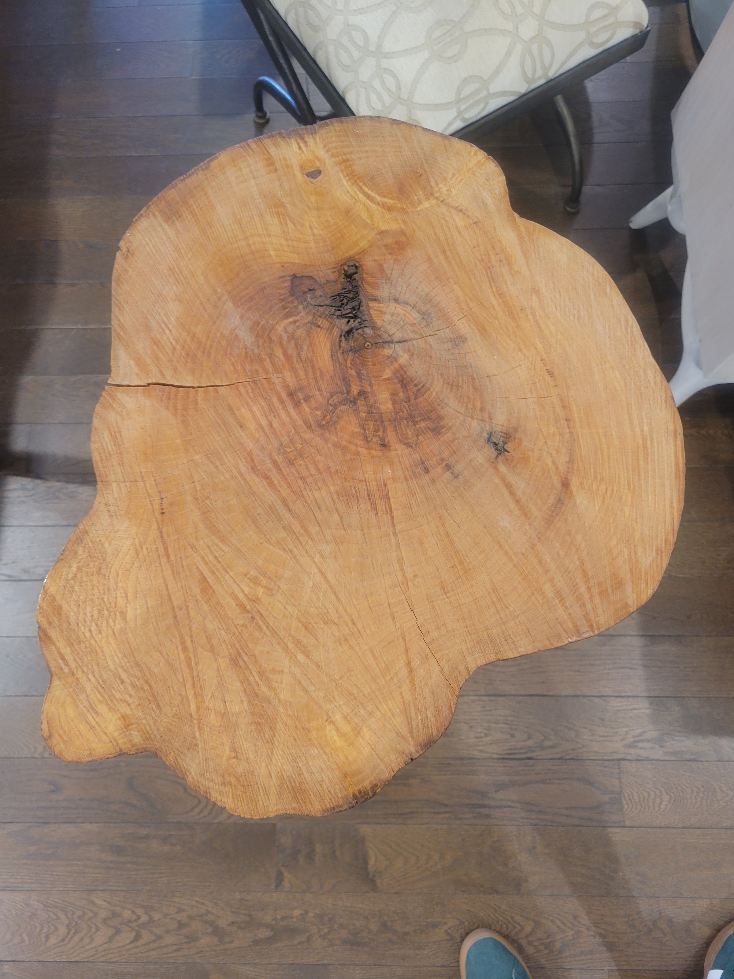 Live Edge Wood Drink Table on Black Metal Base