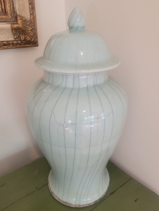 Pale Blue Ceramic Ginger Jar