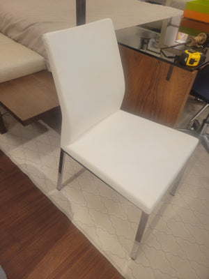 White Faux Leather Side Chair (AS IS)