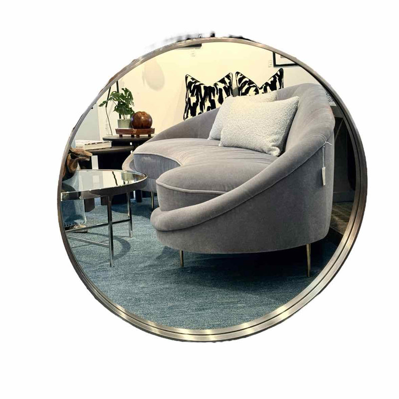 Round Mirror w/ Brushed Stainless Steel Frame by Ralph Lauren