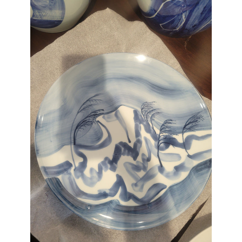 Blue and White Porcelain Round Charger with Sky Motif by Jared FitzGerald