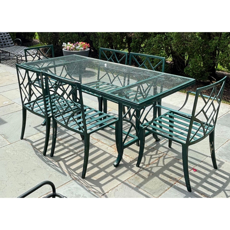 SET of Vintage Painted Iron Dining Table, 2 Arm Chairs, 4 Side Chairs (AS IS) - colletteconsignment.com