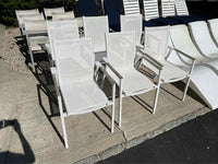 SET of 6 White Aluminum & Mesh Arm Chairs by Couture Jardin