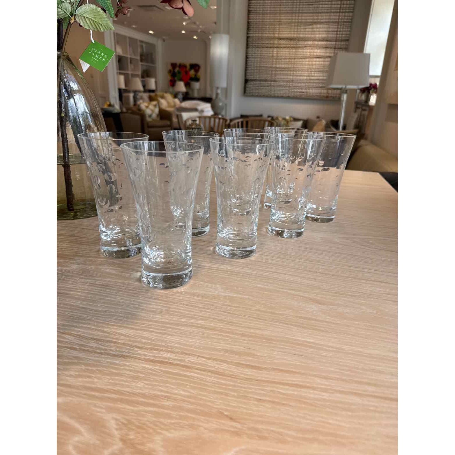Set of 8 Vintage Highball Glasses w/ Carved Dots