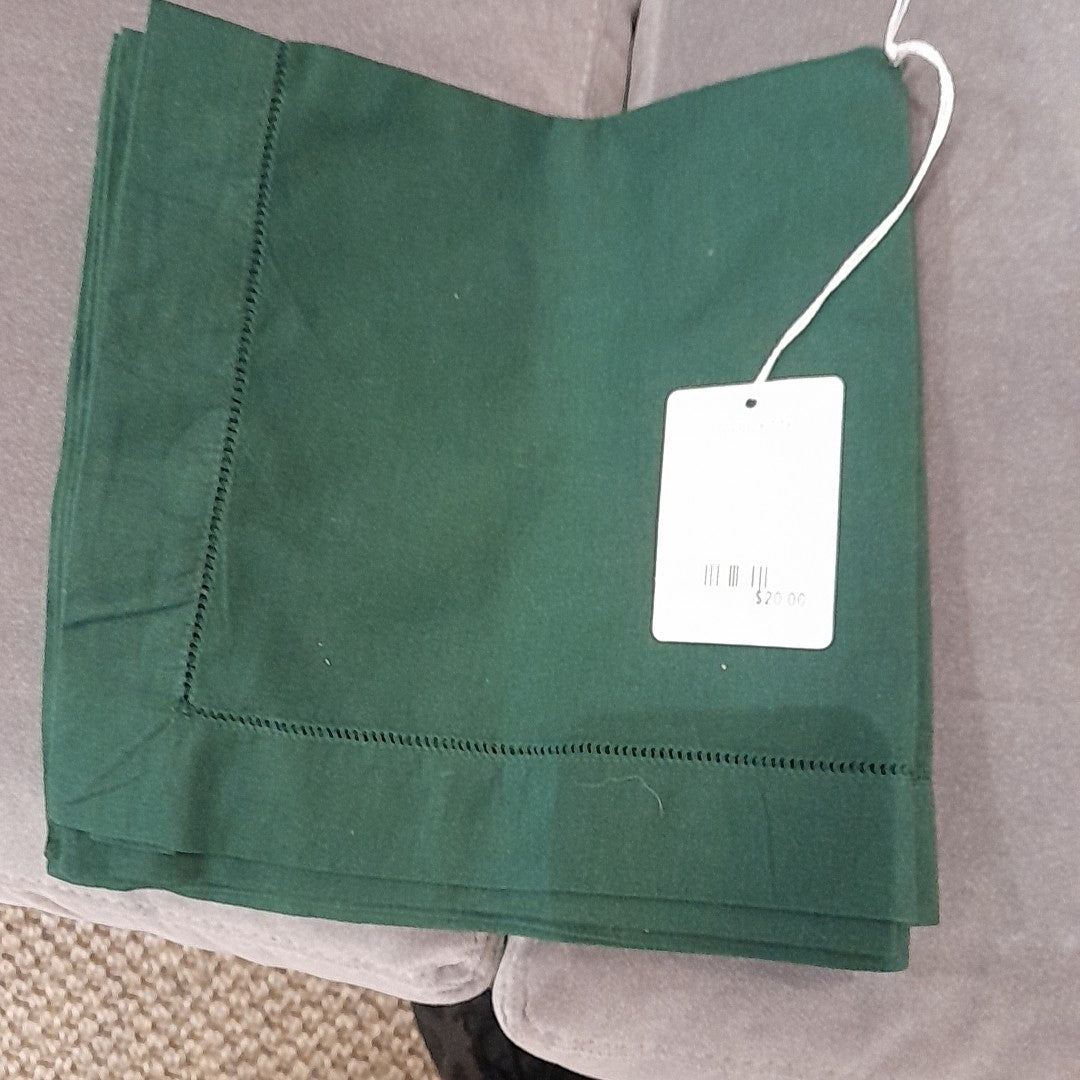 Set of Four Dark Green Napkins 18"SQ