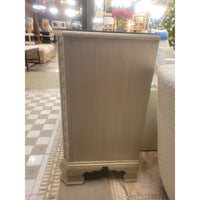 Antique 4-Drawer Platinum Painted Rococo Commode w/ Mirror Glass Top (As Is)