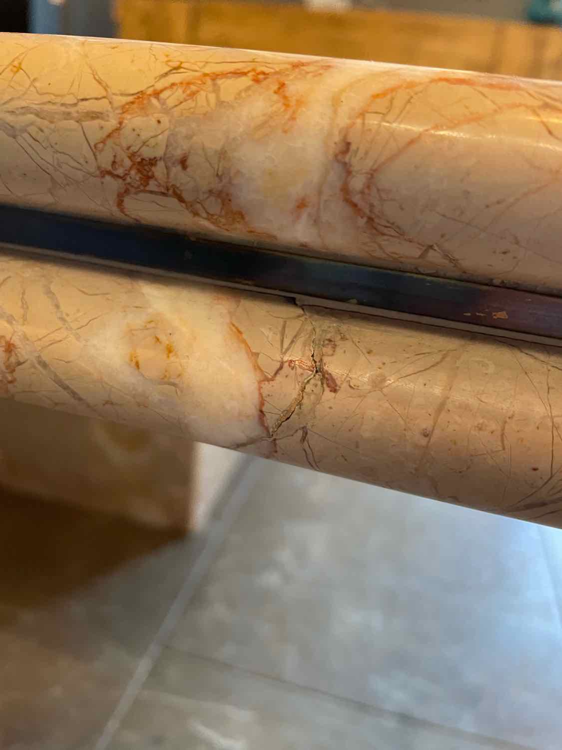 Vintage 4-ft Square Layered Marble Pedestal Coffee Table (AS IS)
