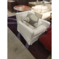 PAIR of Belgian Slipcover Slope Arm Chairs in White Performance Linen by RH