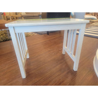 Vintage Hand-Painted Wood Side Table w/ Seaside Cottage Scene (AS IS) - colletteconsignment.com