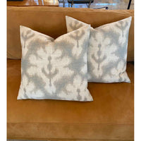 Pair of Custom Grey & White Ikat Pillows - colletteconsignment.com