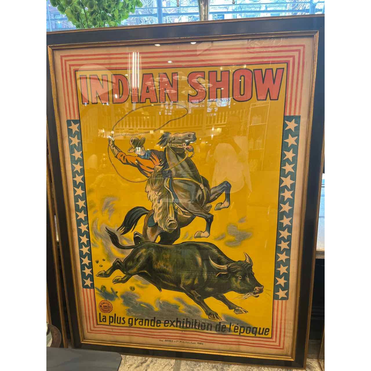 Rare, matched pair of framed French "wild west show" advertising posters