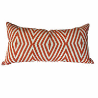 Oversized Rectangular Down-Fill Linen Pillow - Orange/White