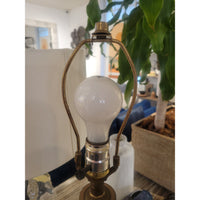 PAIR of Mid-Century Handblown Clear Art Glass Table Lamps w/ Shades