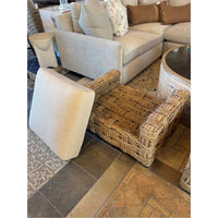 French Woven Rope Ottoman w/ Cushion