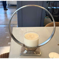 Contemporary Hammered Metal Circular Candle Holder