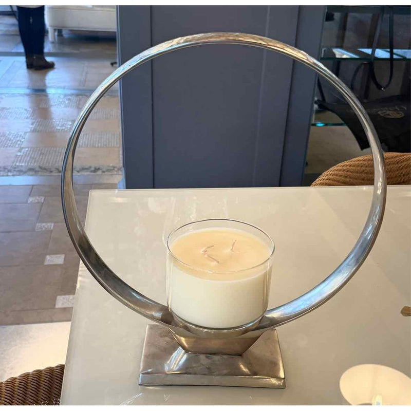 Contemporary Hammered Metal Circular Candle Holder