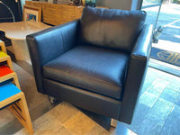 Black Leather Club Chair by Maurice Villency (AS IS)
